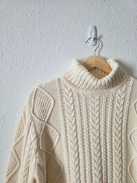 Vintage Cable Knit Turtleneck Sweater (S)