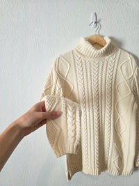 Vintage Cable Knit Turtleneck Sweater (S)