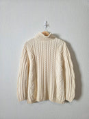 Vintage Cable Knit Turtleneck Sweater (S)