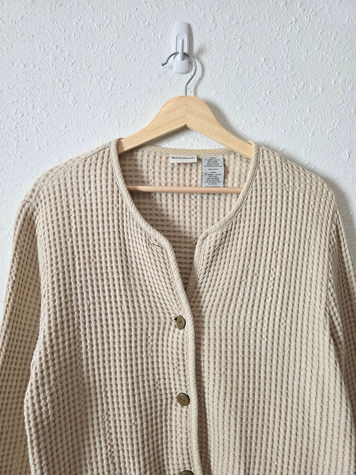 Vintage Waffle Button Up Jacket (L)