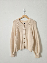 Cream Textured Cotton Cardigan (L)