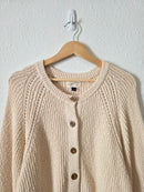 Cream Textured Cotton Cardigan (L)