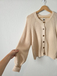 Cream Textured Cotton Cardigan (L)