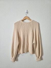 Cream Textured Cotton Cardigan (L)