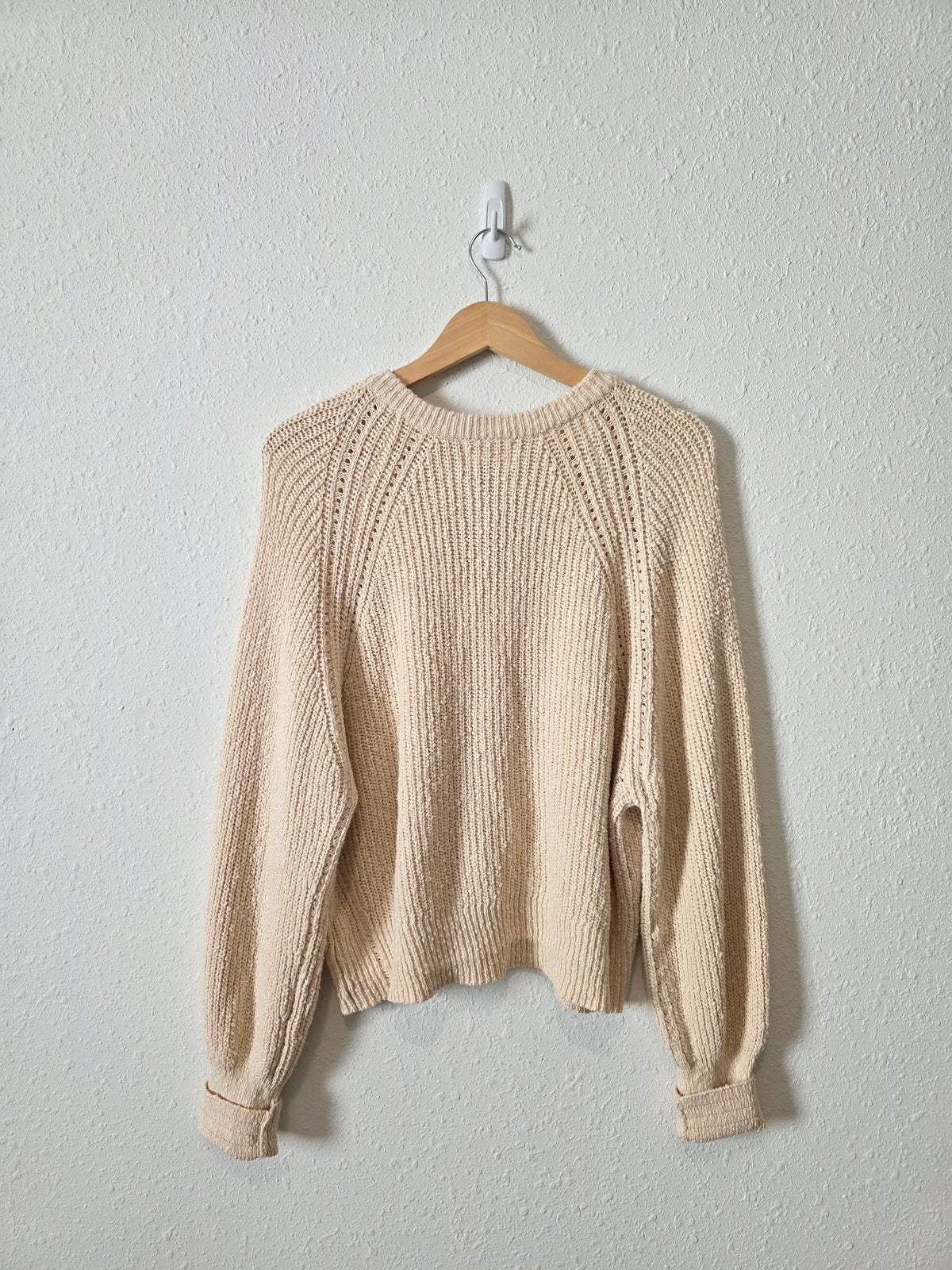 Cream Textured Cotton Cardigan (L)