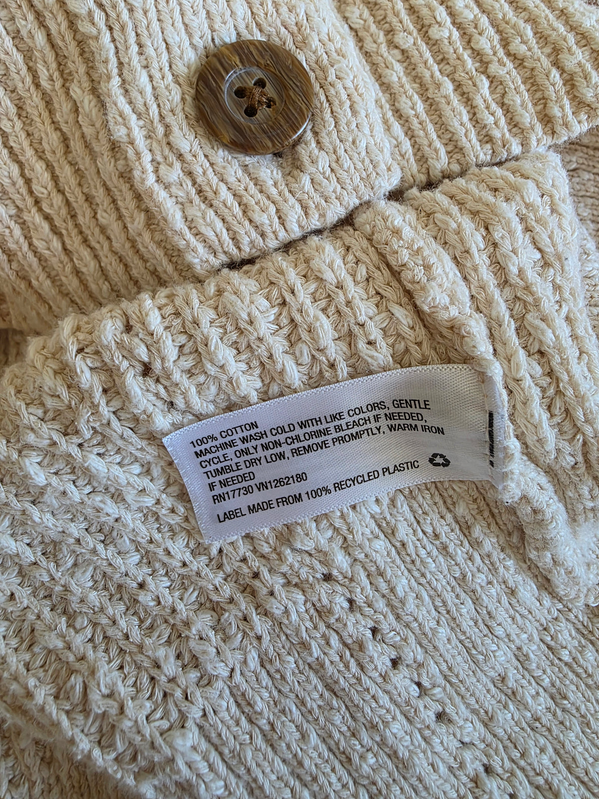 Cream Textured Cotton Cardigan (L)