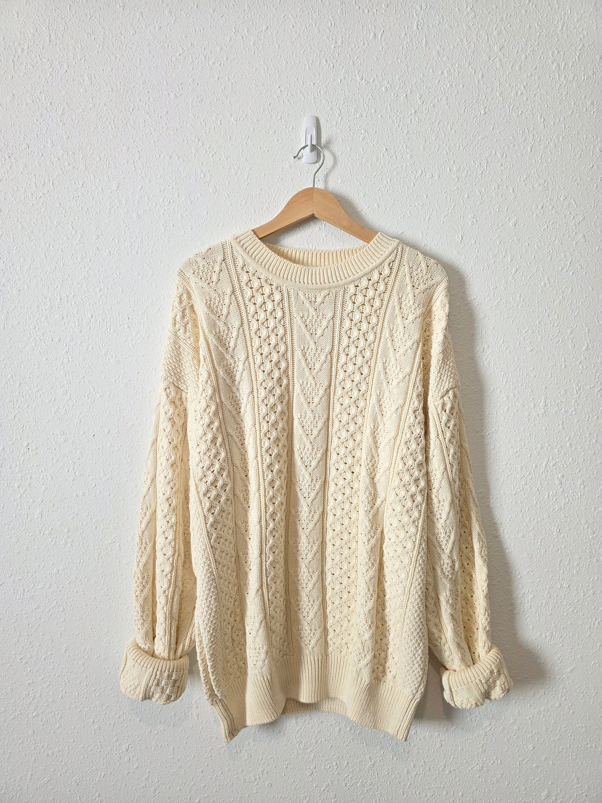 Vintage Chunky Cable Knit Sweater (XL)