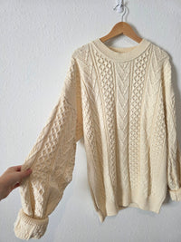 Vintage Chunky Cable Knit Sweater (XL)