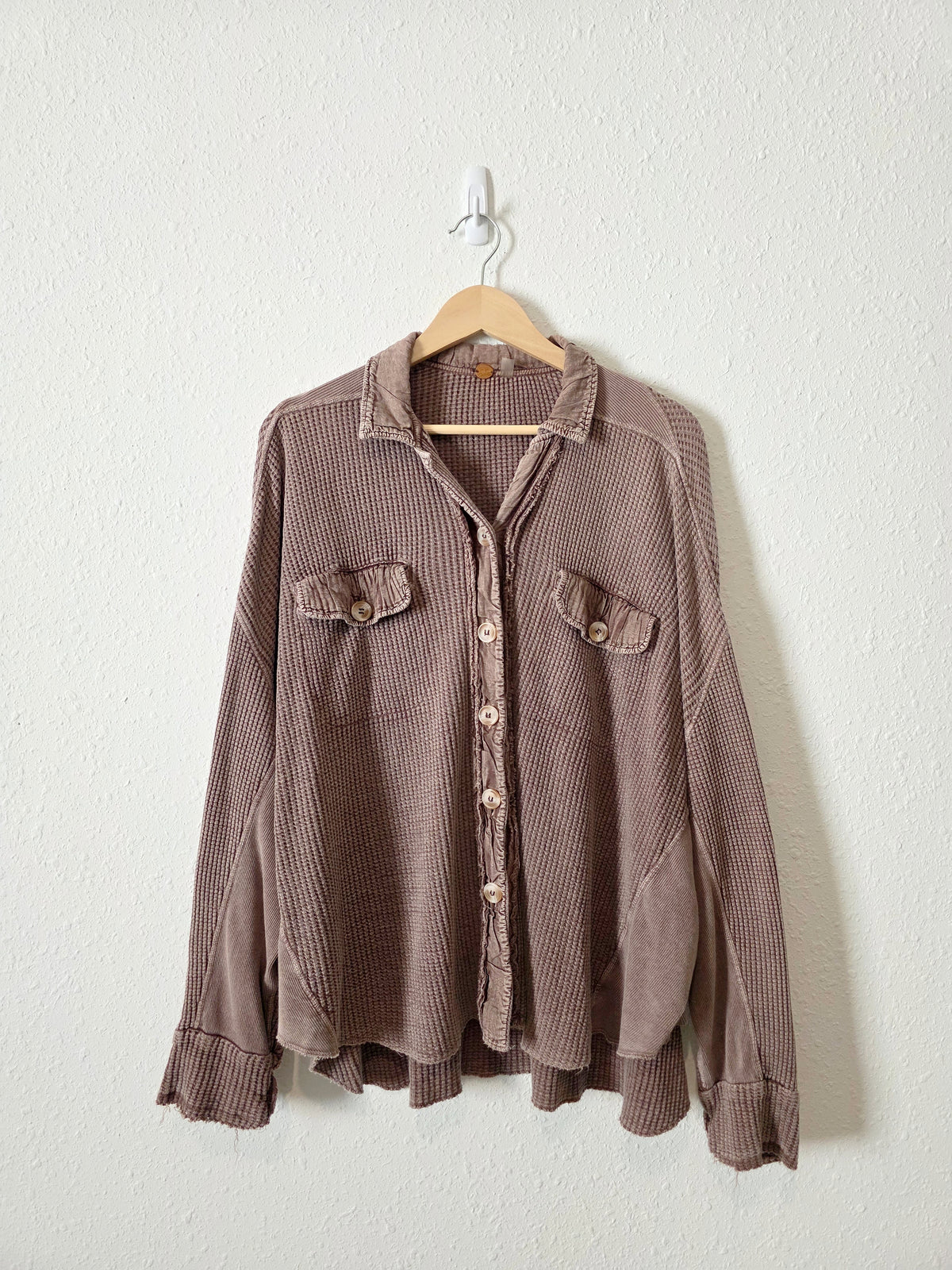 Free People Oversized Waffle Shirt Jacket (OS)