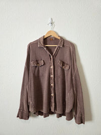 Free People Oversized Waffle Shirt Jacket (OS)