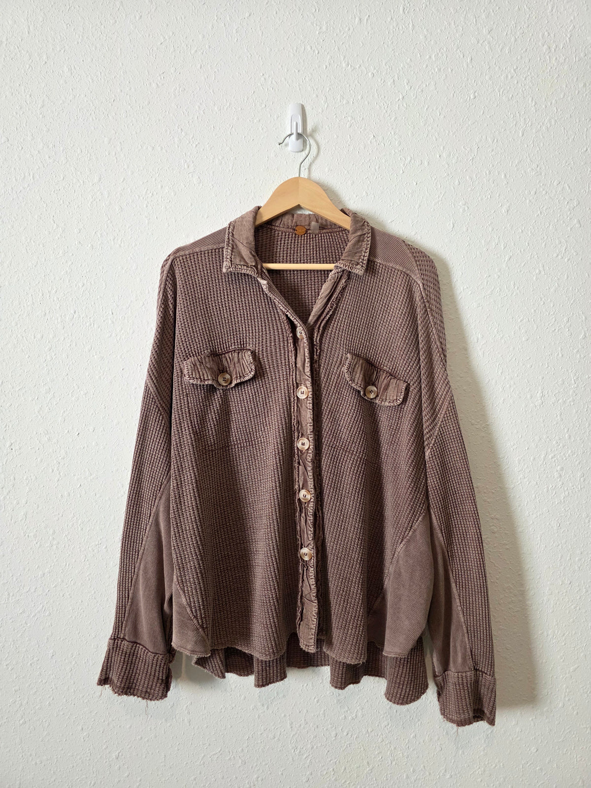 Free People Oversized Waffle Shirt Jacket (OS)