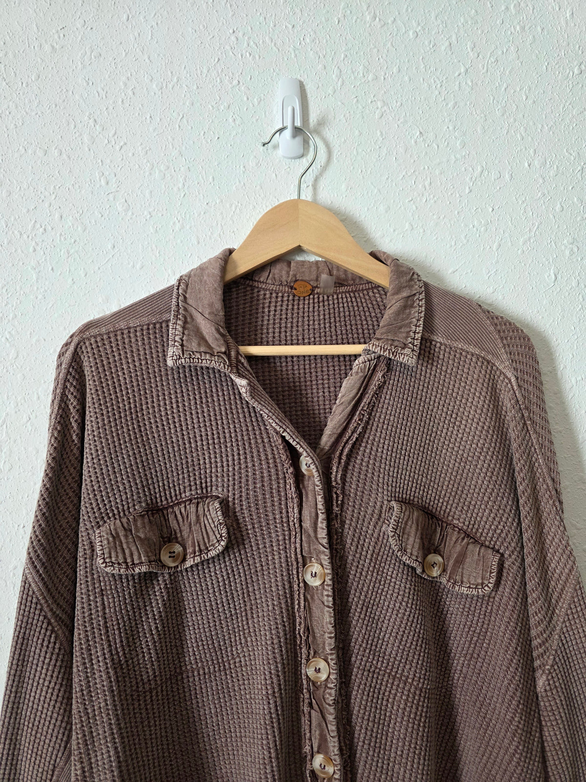 Free People Oversized Waffle Shirt Jacket (OS)