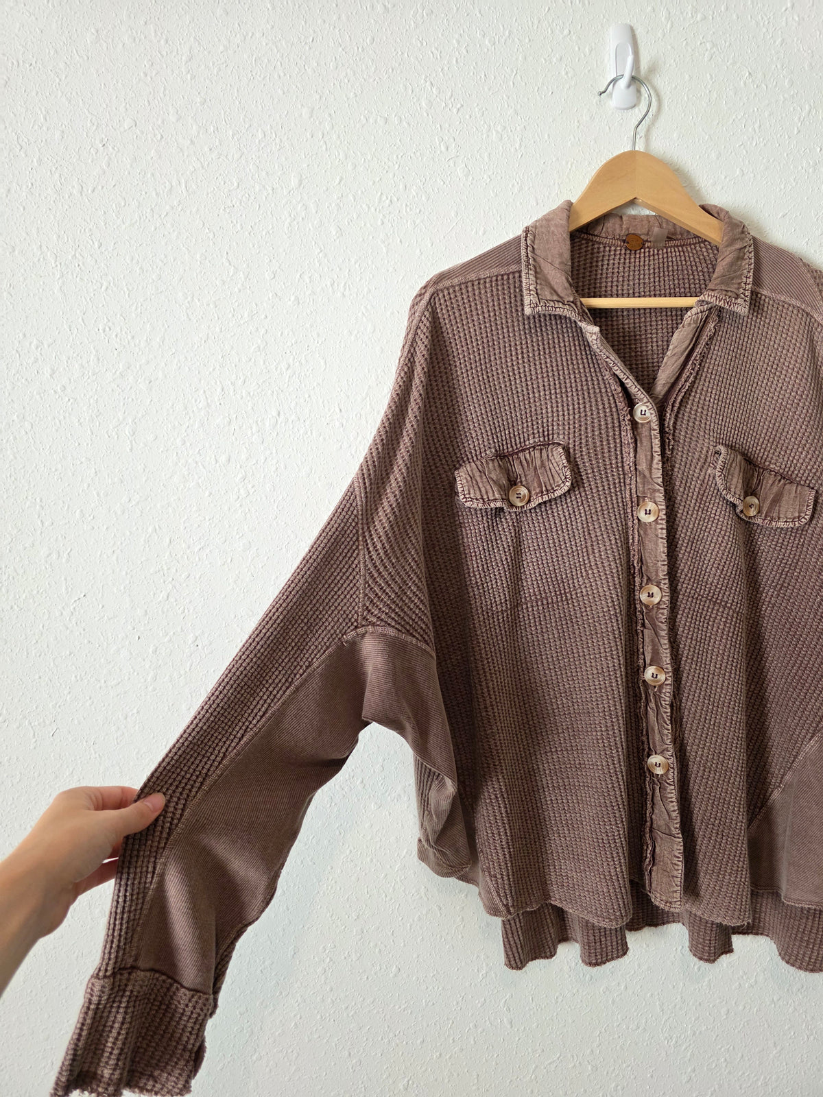 Free People Oversized Waffle Shirt Jacket (OS)