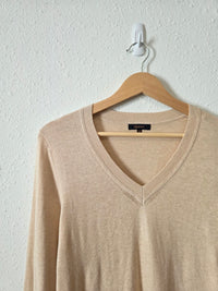 Quince Cotton Cashmere V Neck Sweater (M)
