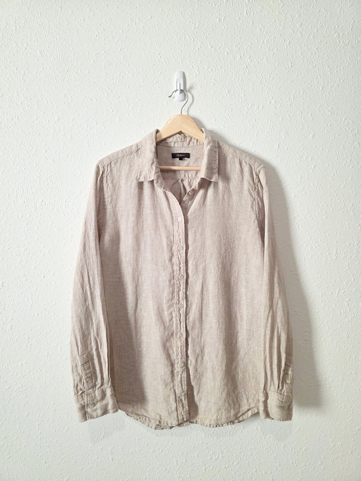 Quince Neutral Linen Button Up (L)