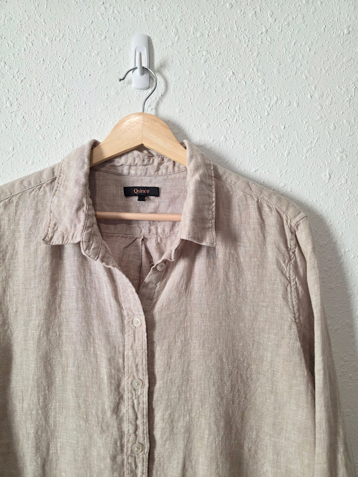 Quince Neutral Linen Button Up (L)