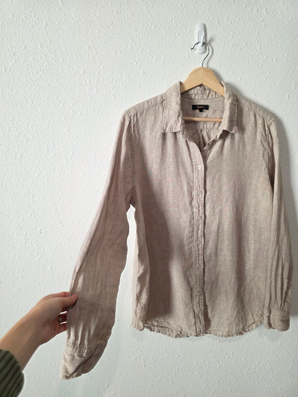 Quince Neutral Linen Button Up (L)