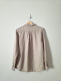 Quince Neutral Linen Button Up (L)