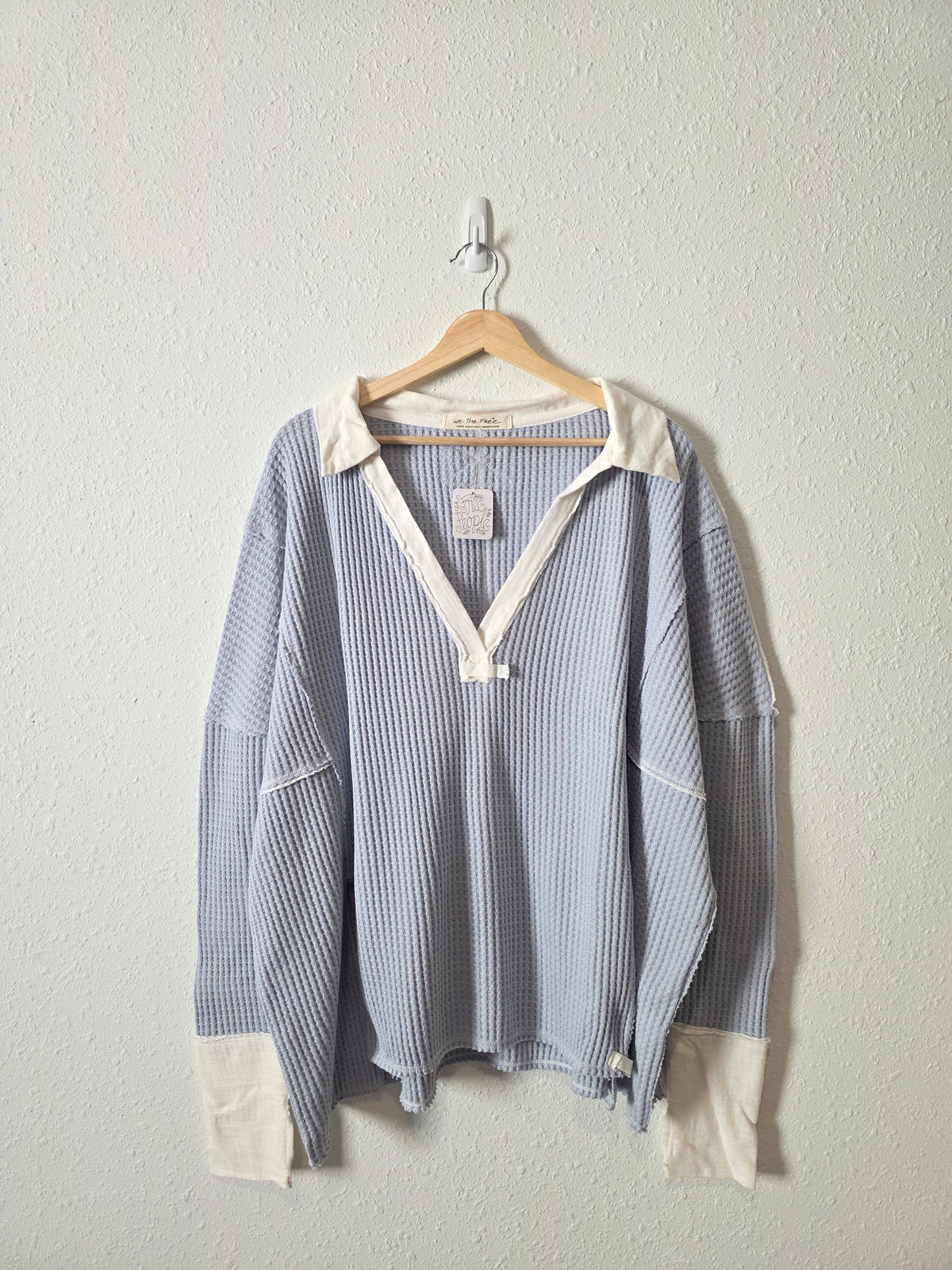 NEW Free People Waffle Thermal Tee (L)