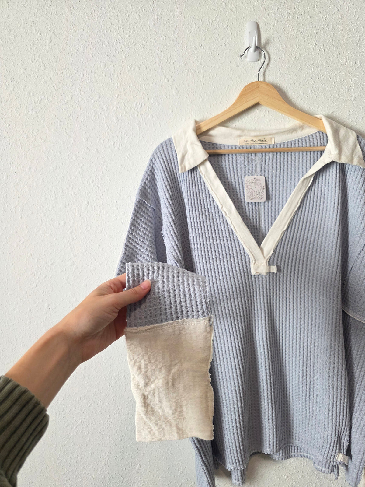NEW Free People Waffle Thermal Tee (L)