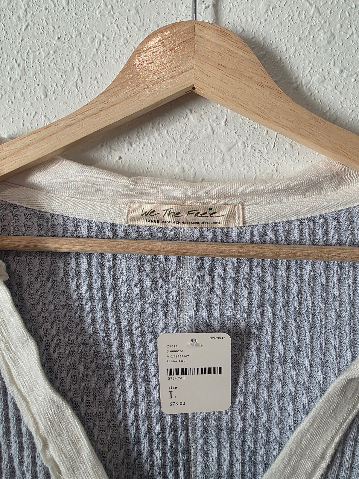 NEW Free People Waffle Thermal Tee (L)