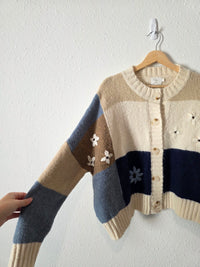Luna Ivy Floral Embroidered Cardigan (S)