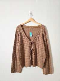 NEW Pointelle Tie Front Sweater (XL)