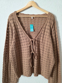 NEW Pointelle Tie Front Sweater (XL)