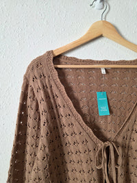 NEW Pointelle Tie Front Sweater (XL)