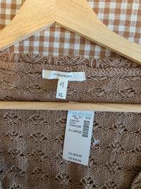 NEW Pointelle Tie Front Sweater (XL)
