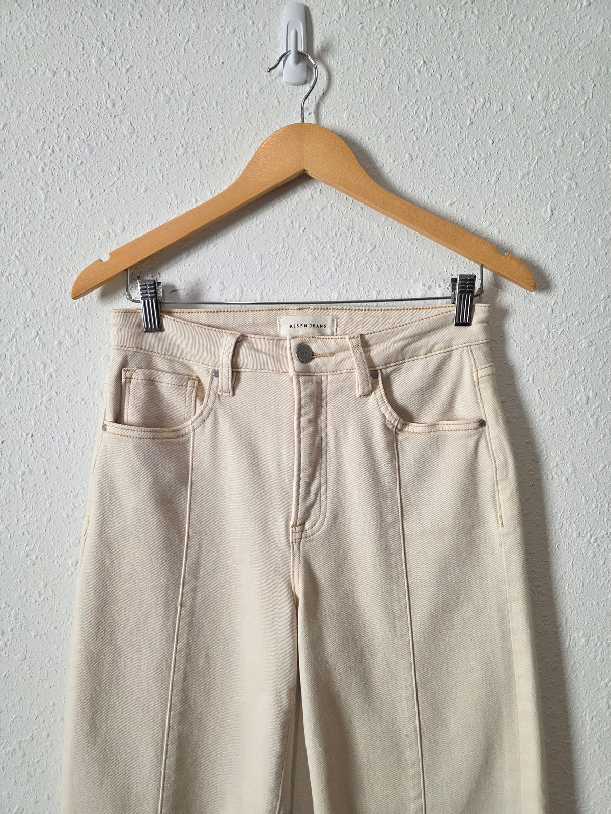 Risen Ecru Wide Leg Jeans (27)