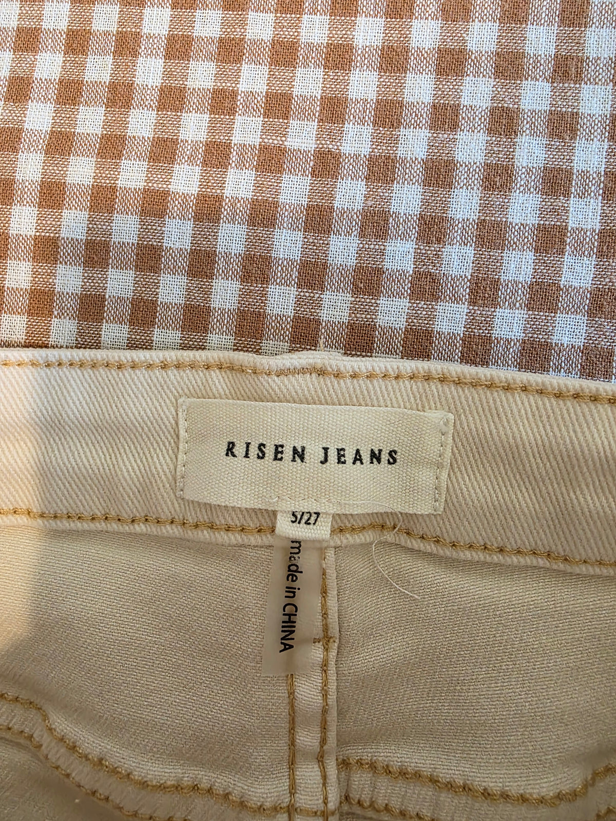 Risen Ecru Wide Leg Jeans (27)