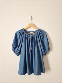 Gap Puff Sleeve Denim Top (M)