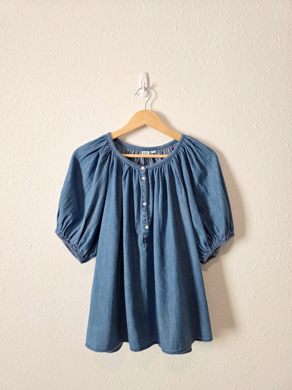 Gap Puff Sleeve Denim Top (M)
