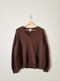 Vintage Chocolate Brown V Neck Sweater (XL)