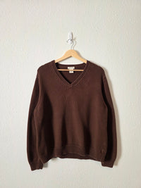 Vintage Chocolate Brown V Neck Sweater (XL)
