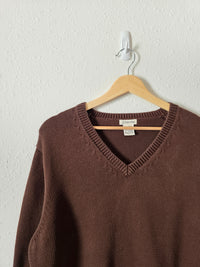 Vintage Chocolate Brown V Neck Sweater (XL)