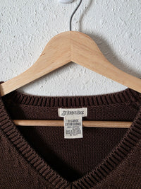 Vintage Chocolate Brown V Neck Sweater (XL)