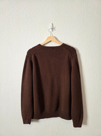 Vintage Chocolate Brown V Neck Sweater (XL)