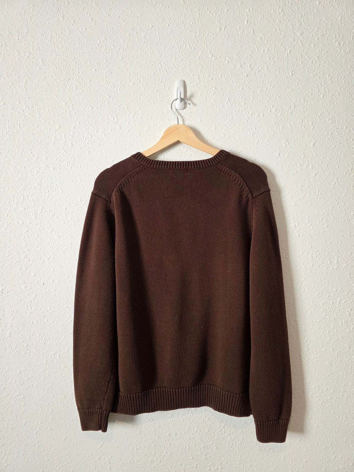 Vintage Chocolate Brown V Neck Sweater (XL)