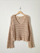 Crochet Bell Sleeve Sweater (S)