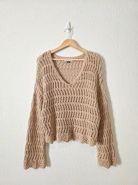 Crochet Bell Sleeve Sweater (S)