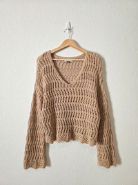 Crochet Bell Sleeve Sweater (S)