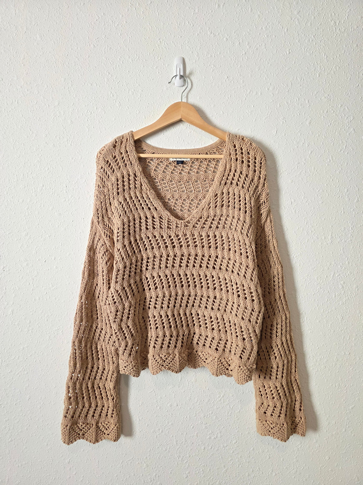 Crochet Bell Sleeve Sweater (S)