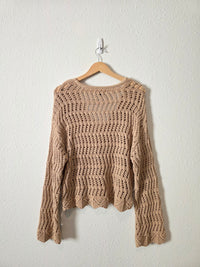 Crochet Bell Sleeve Sweater (S)