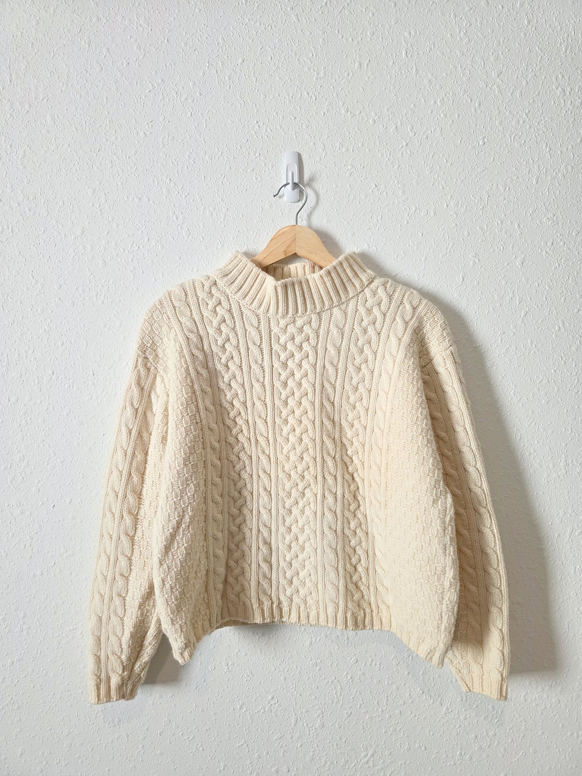 Vintage Merino Wool Cable Knit Sweater (XS)