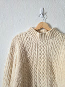 Vintage Merino Wool Cable Knit Sweater (XS)
