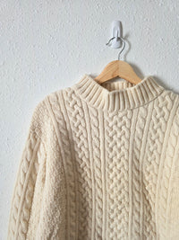 Vintage Merino Wool Cable Knit Sweater (XS)