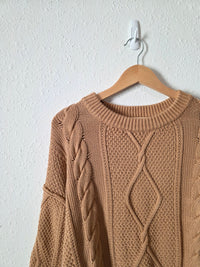 Quince Cable Knit Cotton Sweater (XL)