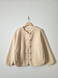 Oversized Button Up Sherpa Jacket (XS)